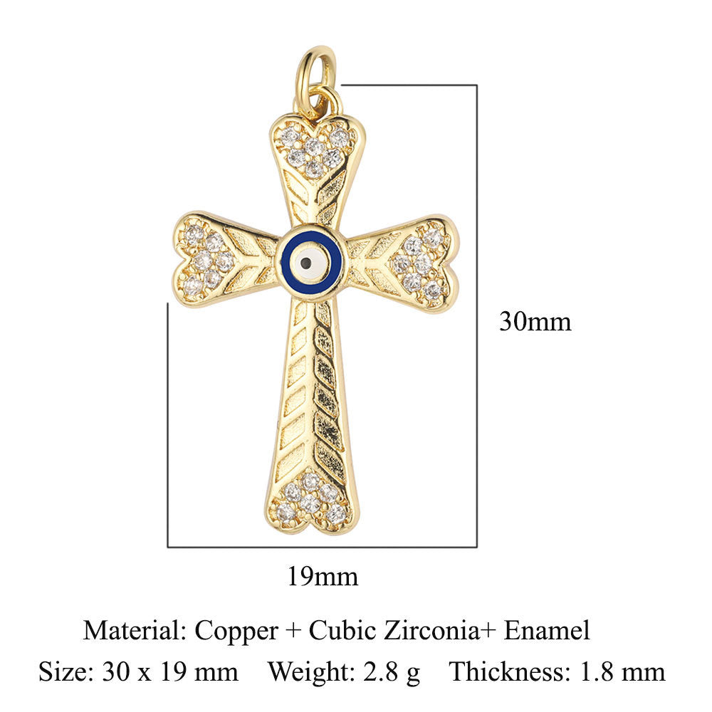 Copper Zircon Ornament Accessories Cross Love Pendants