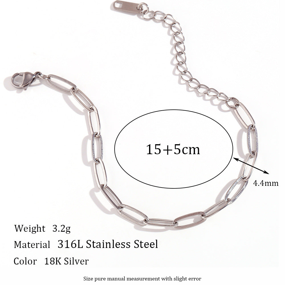 Women's Simple Fashion Personality Titanium Steel Choker Stainless Chain Pearl Bracelets