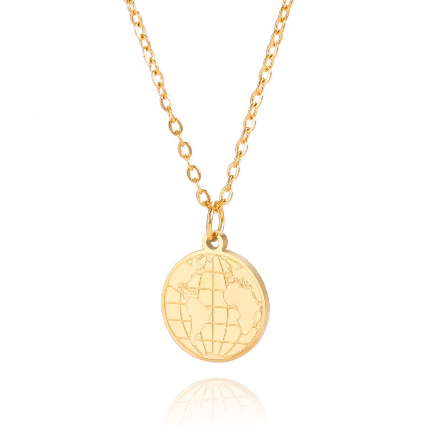 Women's & Men's Round Plate Earth Stainless World Map Pendants