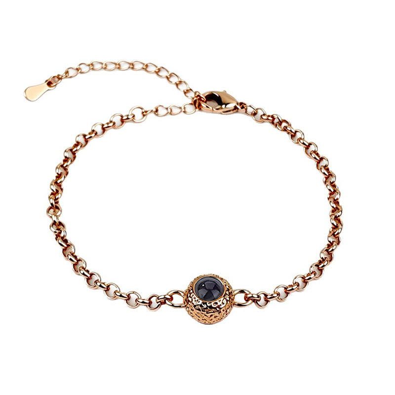 South American Metal Beads Projection Stone Color Picture Carving Bracelet
