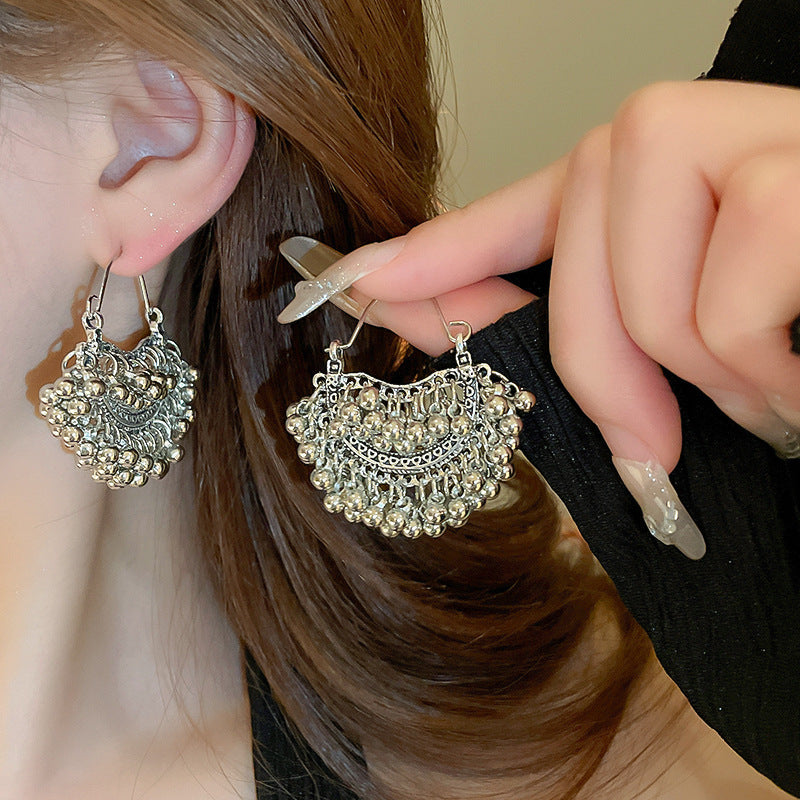 Women's Phoenix Crescent Tassel Niche Retro Design Earrings