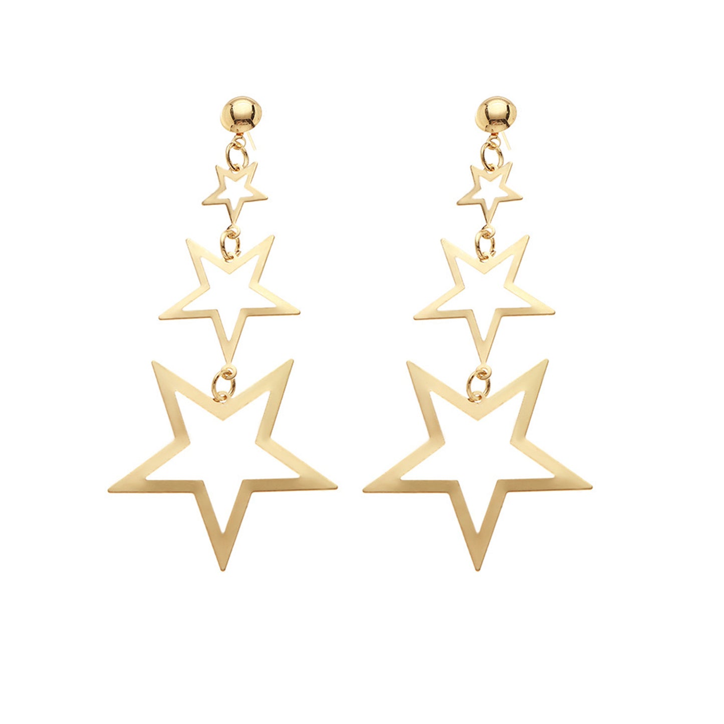 Women's Gold Five-pointed Star Long Metal Eardrops Earrings