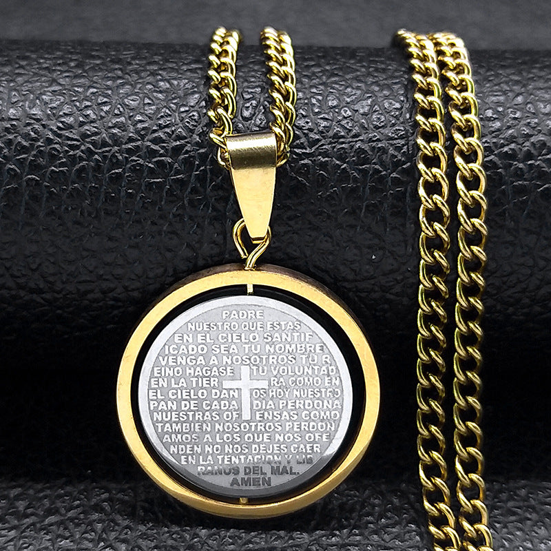 Prayer Cross Stainless Steel Spanish Jewelry Necklaces