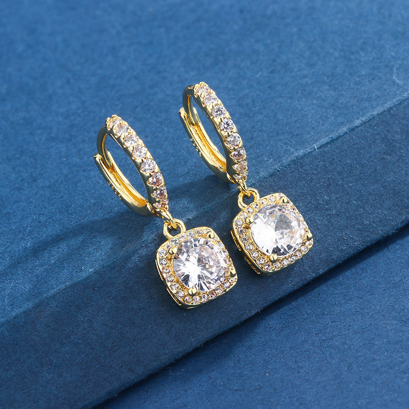 Geometric Diamond Square Classic Bag Quality Earrings