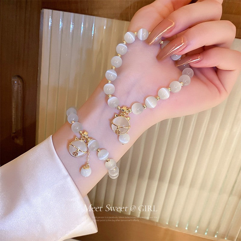 Lucky Cat Artificial Opal Design Live Bracelets
