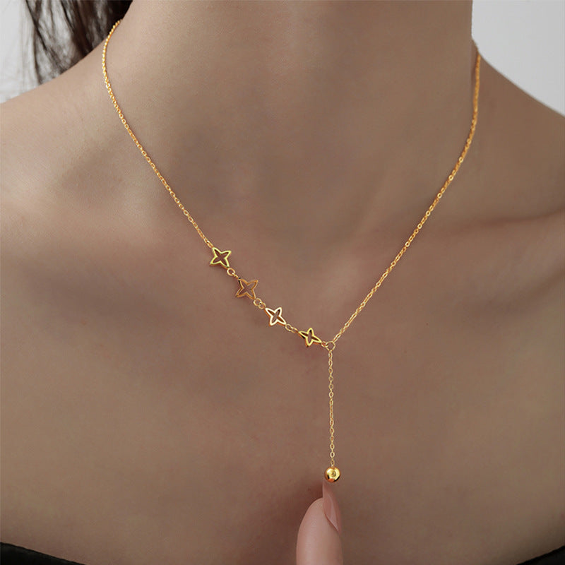 Stars Stitching Female Tassel Clavicle Chain Gold Necklace
