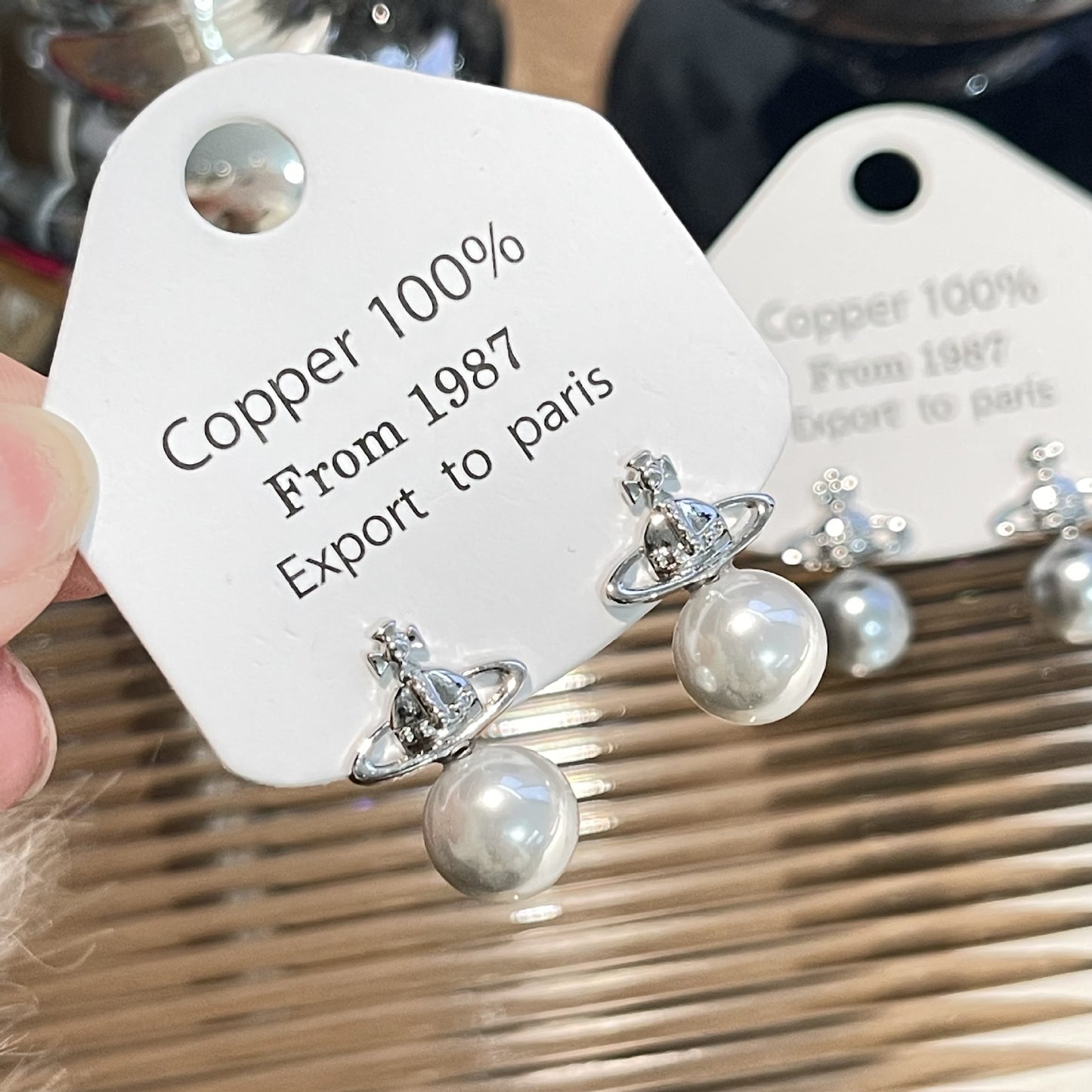 Women's White Pearl Planet Zircon Niche Design Earrings