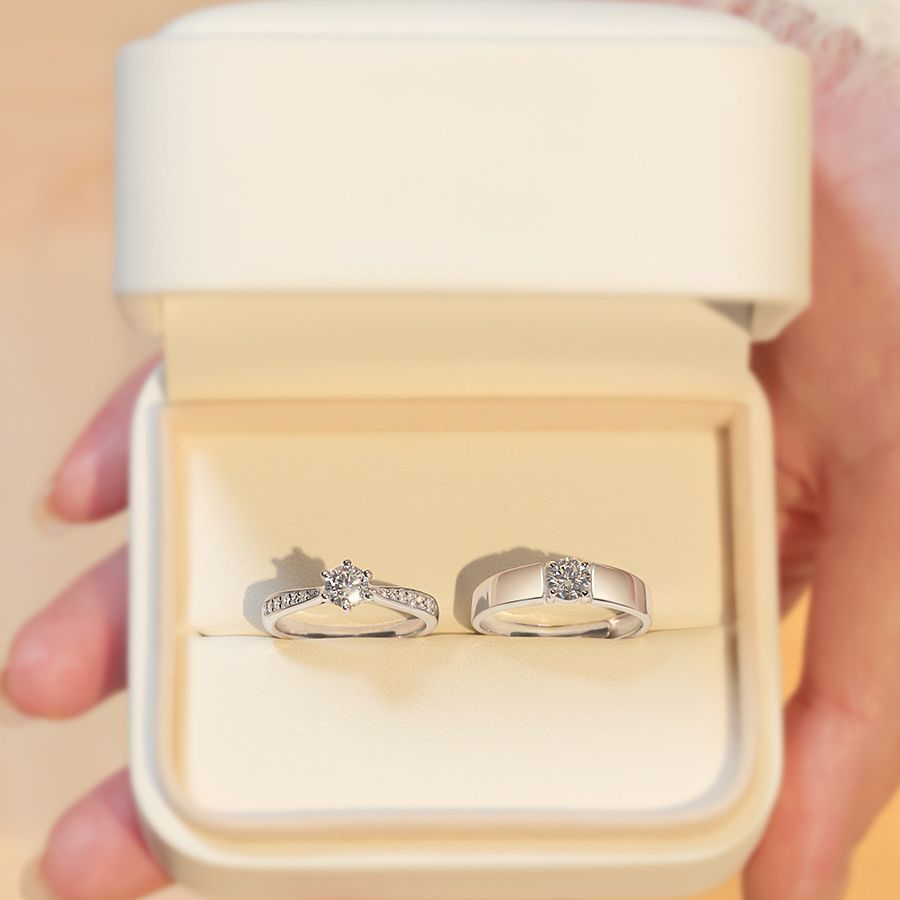 Carbon Stone Diamond Wedding Sterling Sier Pair Of Ring