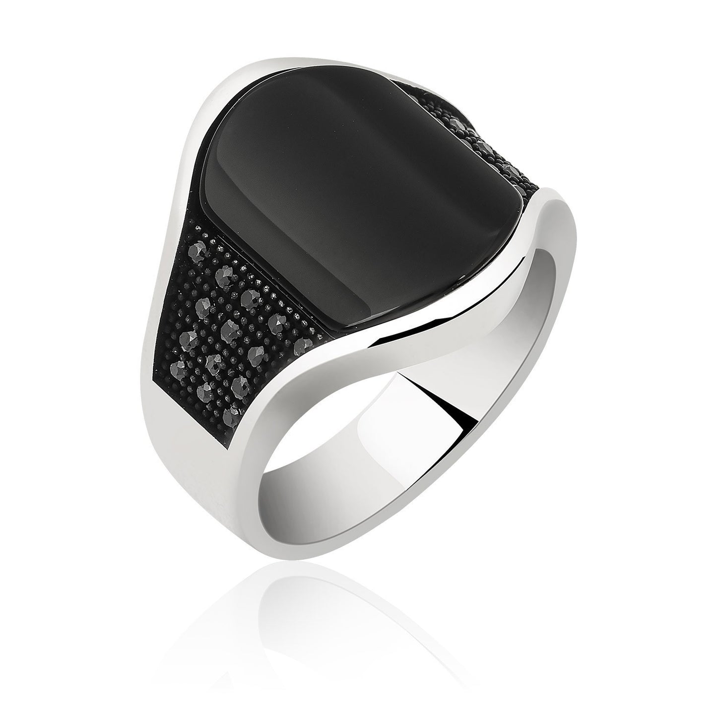 Ornament Popular Retro Pattern Black Surface Rings