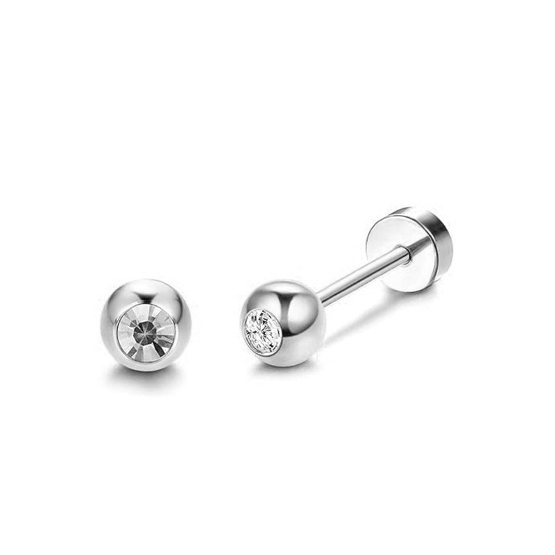 Men's Steel Zircon Moon Heart-shaped Ear Bone Screw Twist Ball Fashion Rings