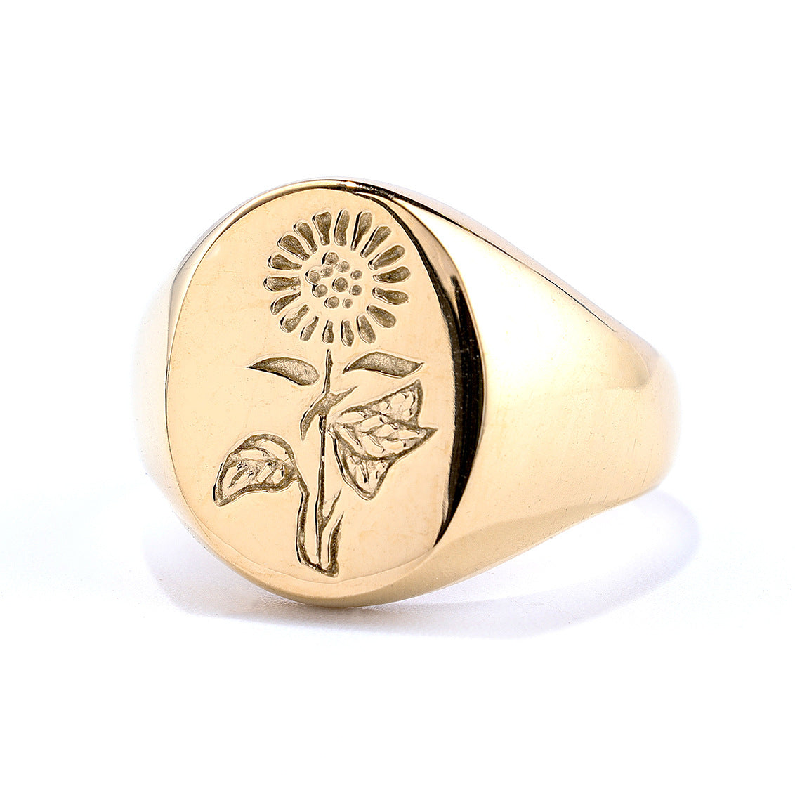 Charming Titanium Steel Sunflower Glossy Neutral Rings