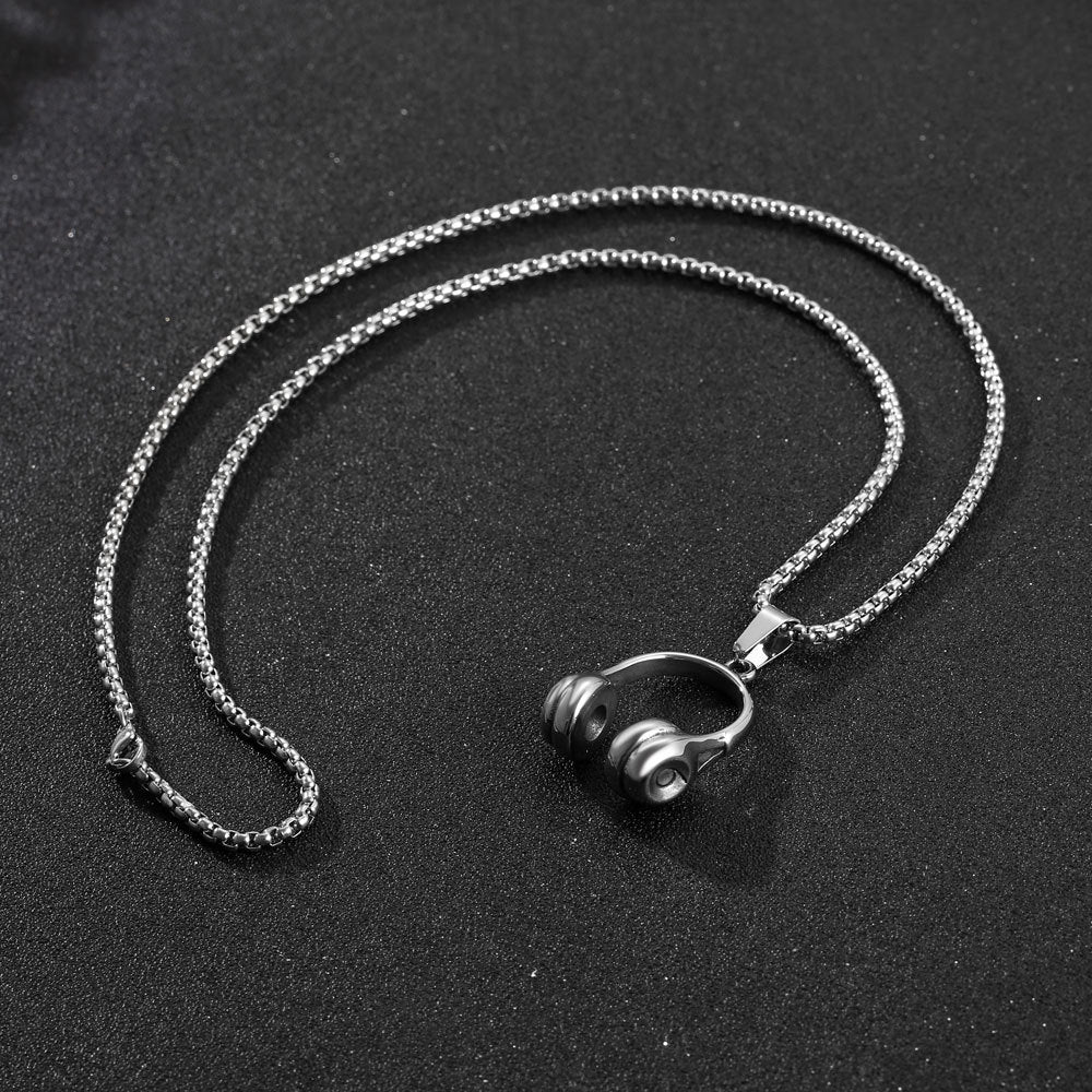 Men's Ornament Fashion Simple Music Headset Titanium Pendants