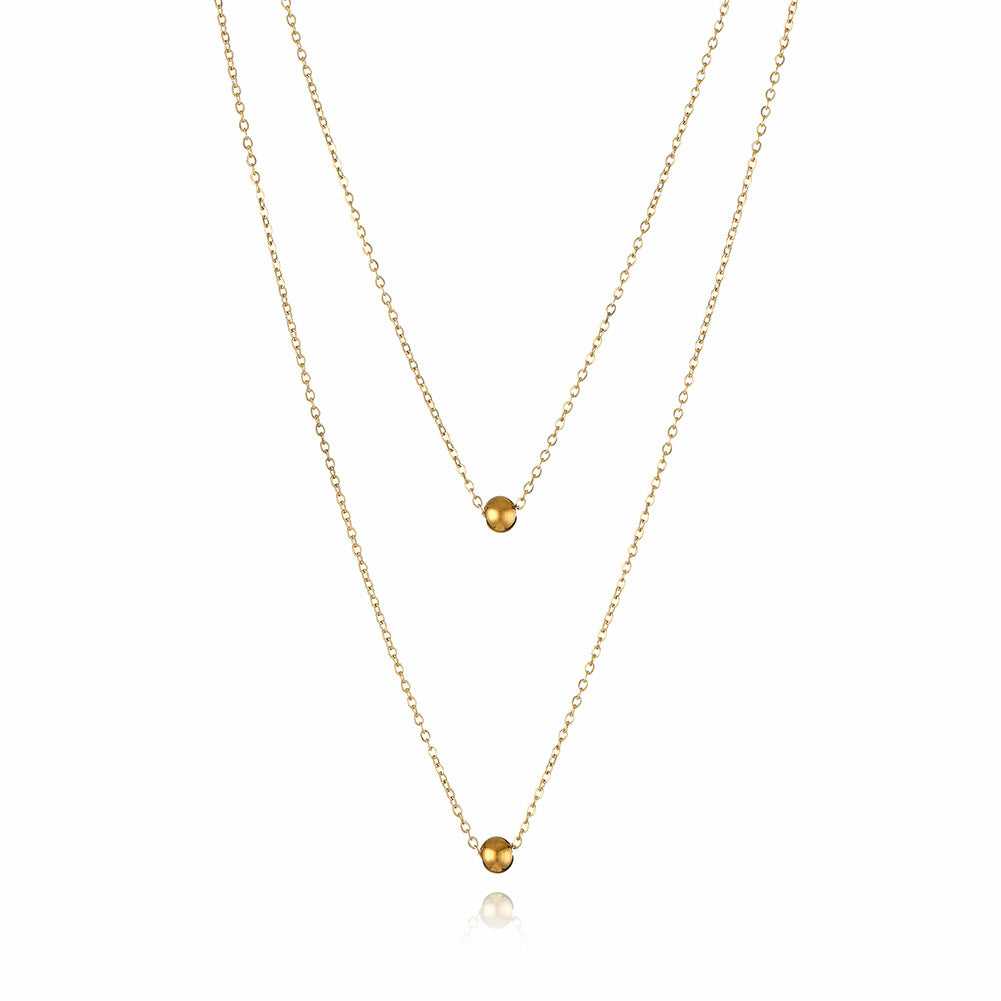 Women's Twin Round Beads Niche Personality Simple Necklaces