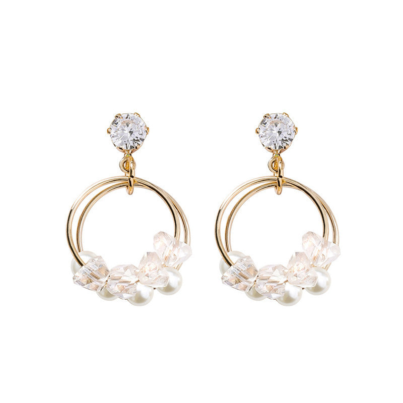 Needle Fresh Pearl Grace Simple And Earrings