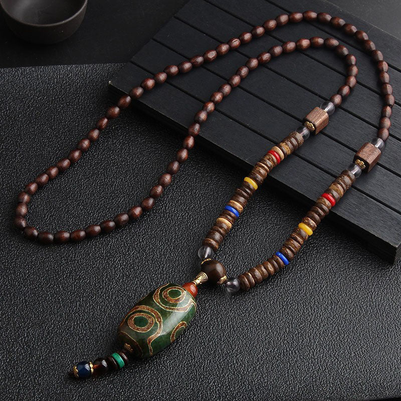 Women's Ethnic Sweater Chain Wooden Bead Long Necklaces