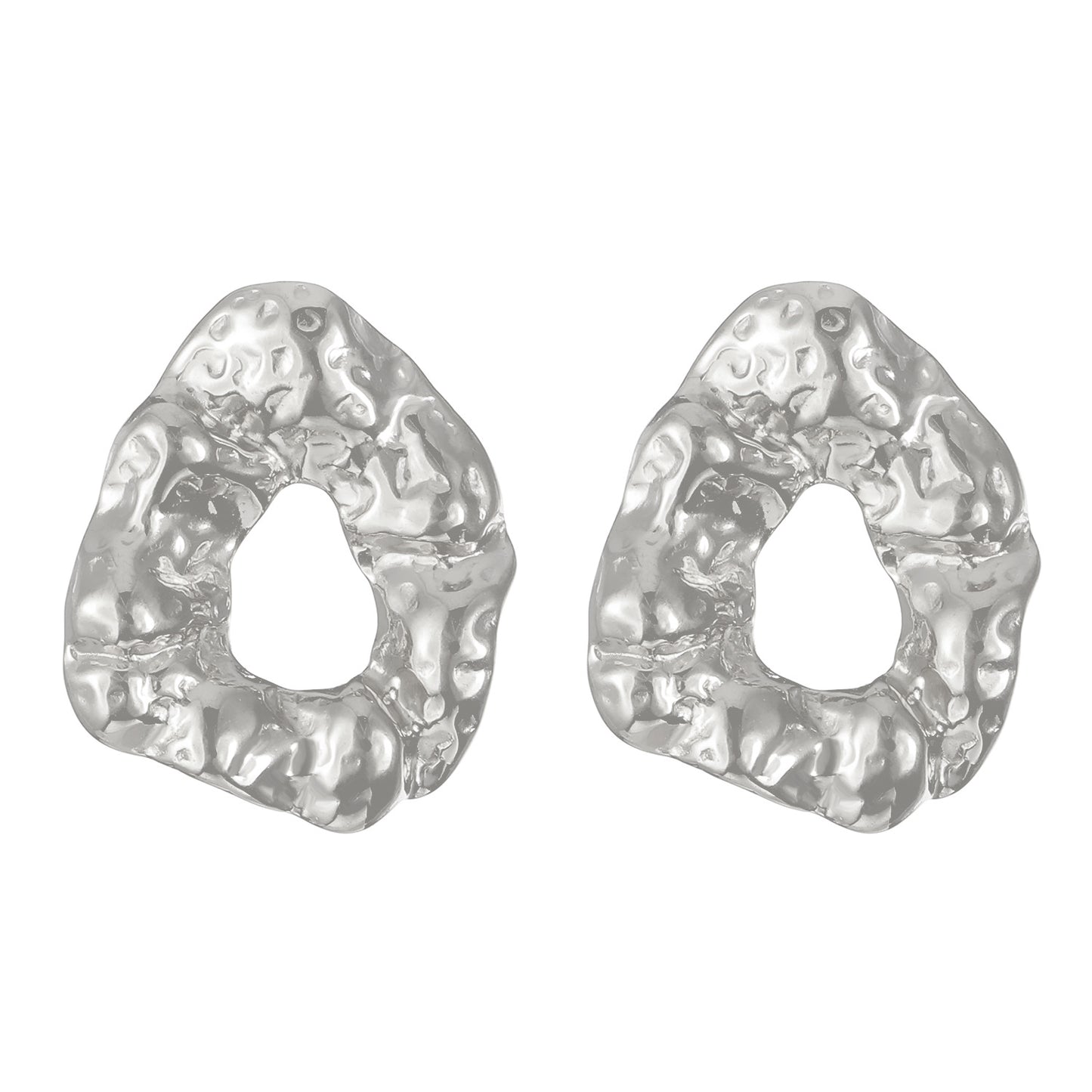 Women's Titanium Steel Pleated Geometric Irregular Round Rings