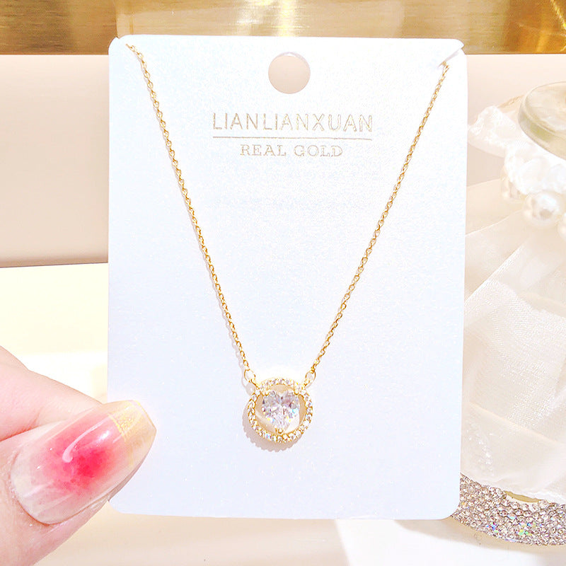 Women's Copper Summer High-grade Simple Refined Zircon Gold Necklaces