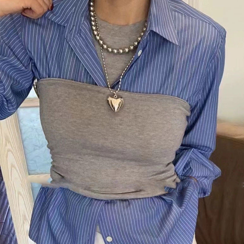 Women's Hollow Love Gray Boutique Pearl Sweater Necklaces