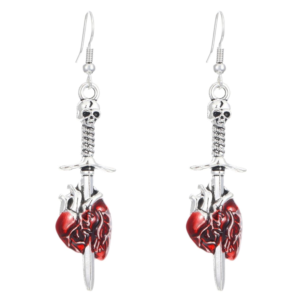 Frame Love Cross Heart Female Halloween Earrings