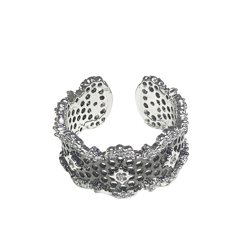Ancient Style Black Lace Retro Simple Opening Ring