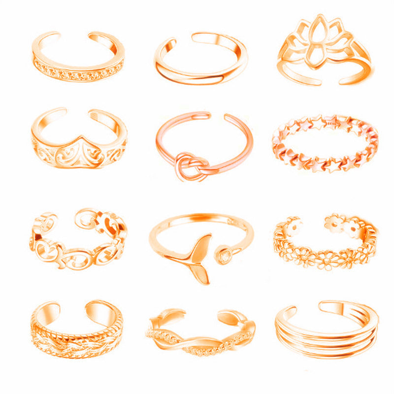 Women's Fashion Micro Rhinestone Lotus Knot Opening Ring