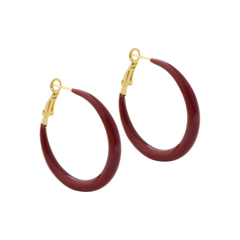 Trendy Red Series Design High-grade Temperament Wine Earrings
