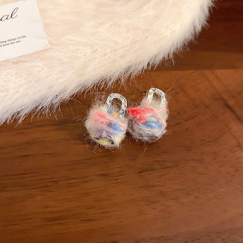 Women's Sier Needle Pearl Round Niche Elegant Earrings