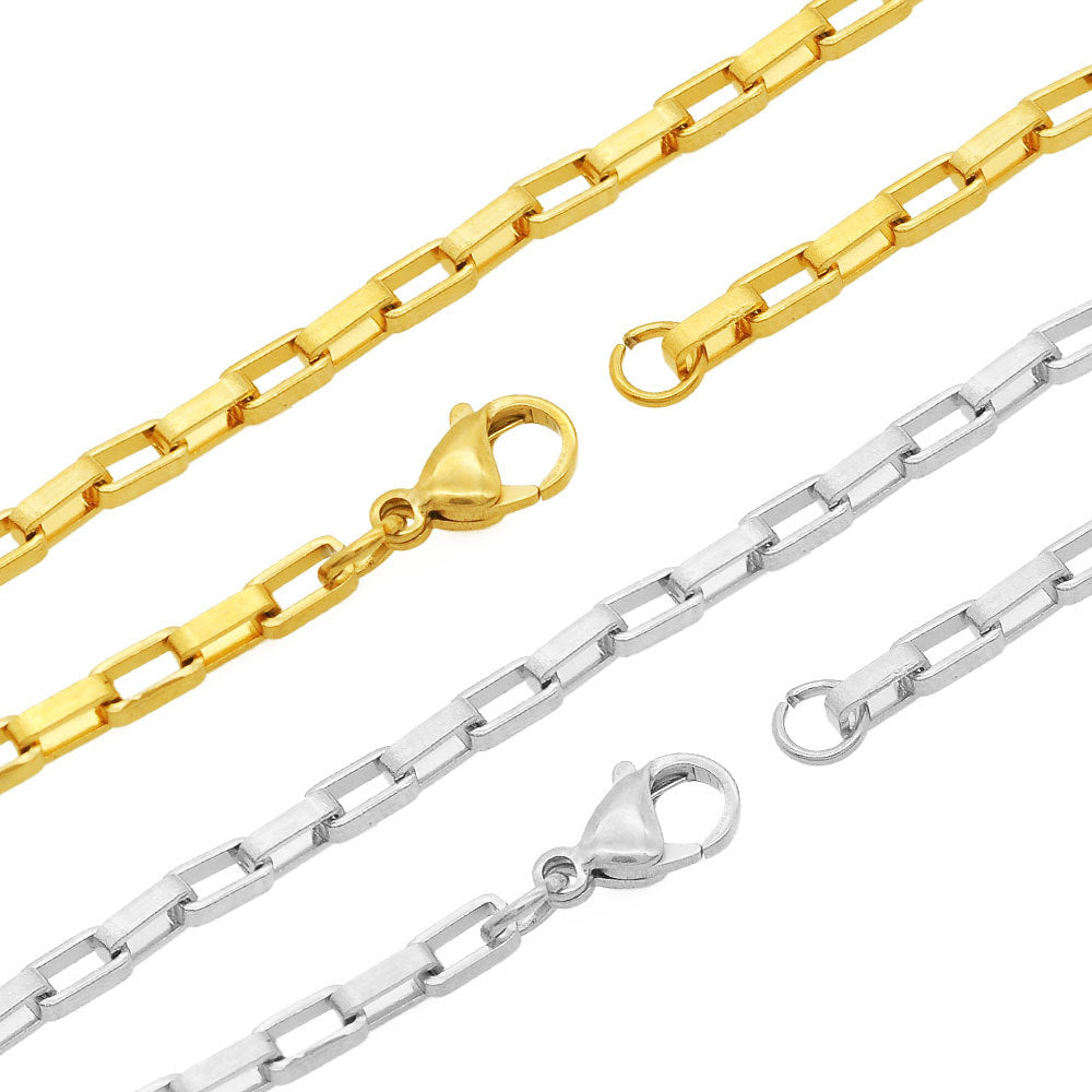 Steel Hemp Flowers Chain Curb Titanium Pearl Box Necklaces