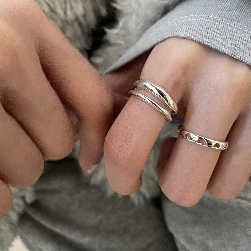 Women's Korean Niche Design Hollow Out Heart Shaped Rings