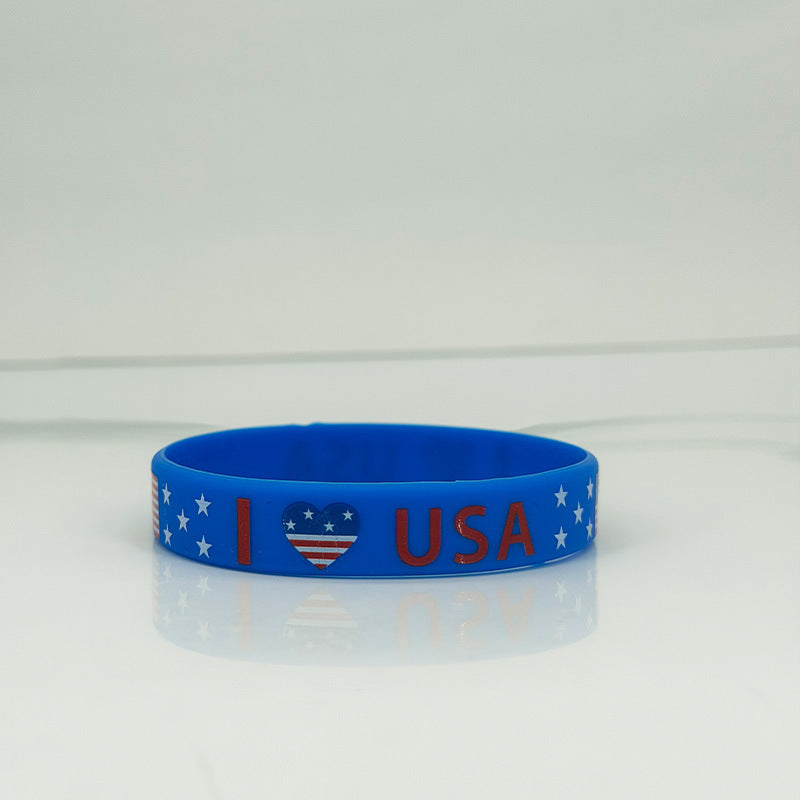 Silicone National Flag Stars Stripes Wristband Patriotic Theme Bracelets