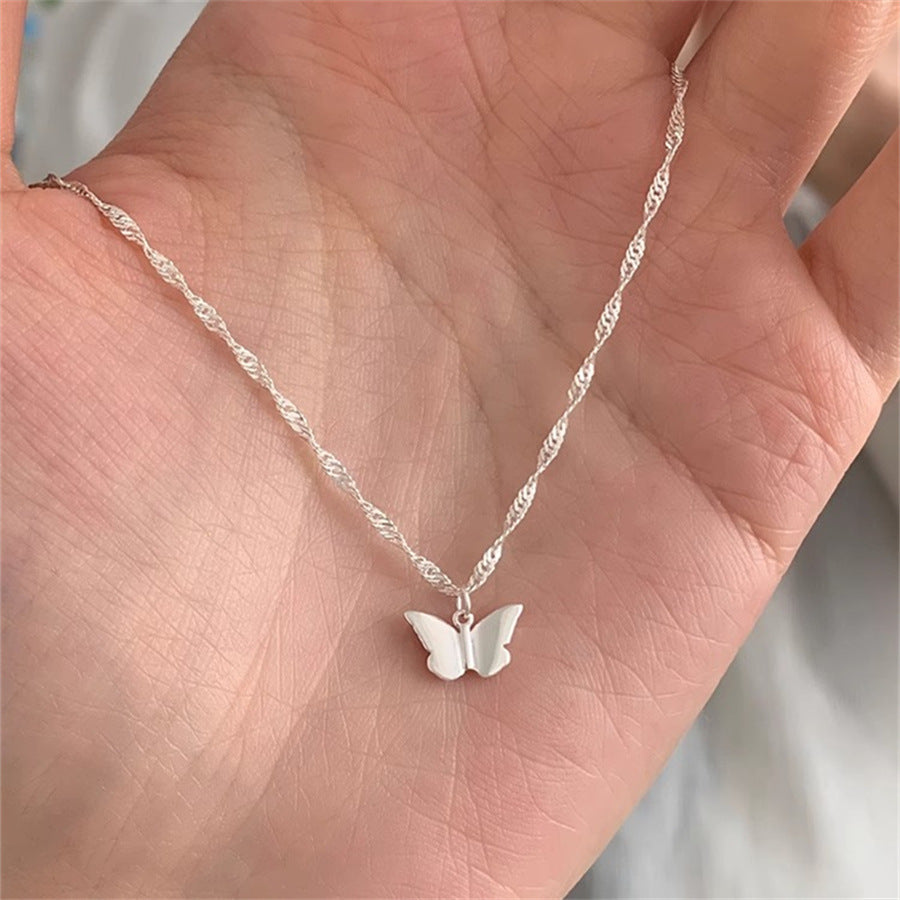 Women's Everyday Joker Sterling Sier Aquamarine Butterfly Necklaces