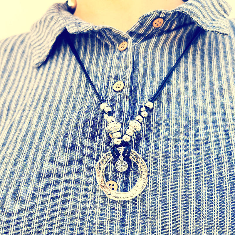 Infinite Sweater Chain Pagan Big Circle Cowhide Necklaces