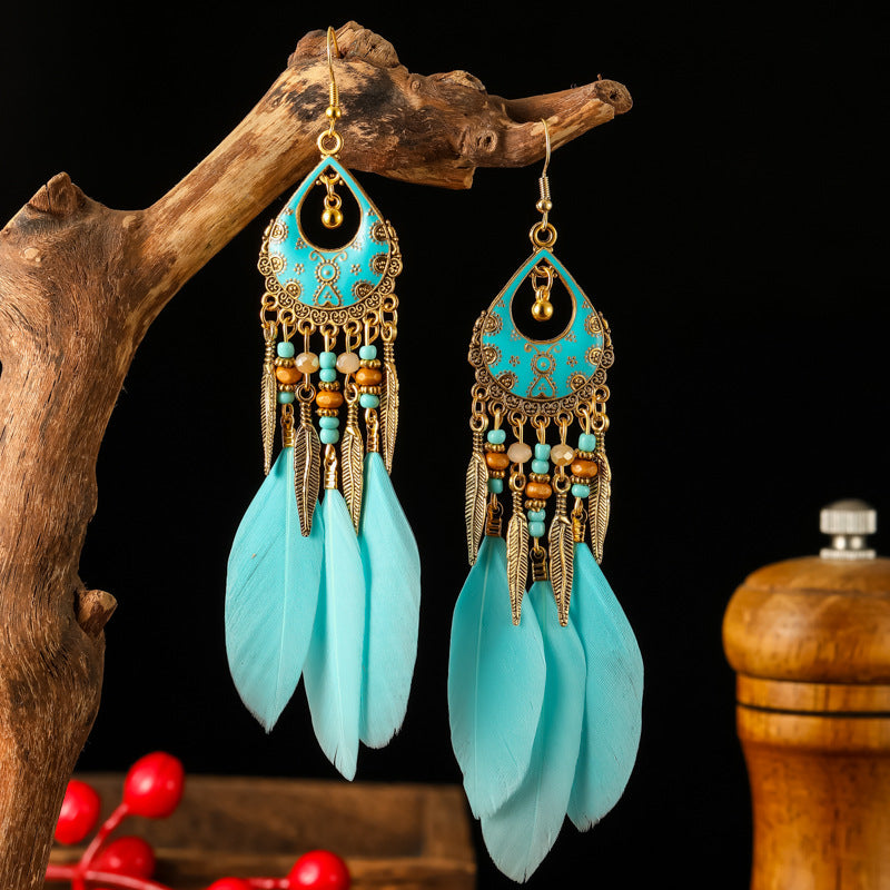 Color Retro Mid-length Feather Your Daisy Earrings