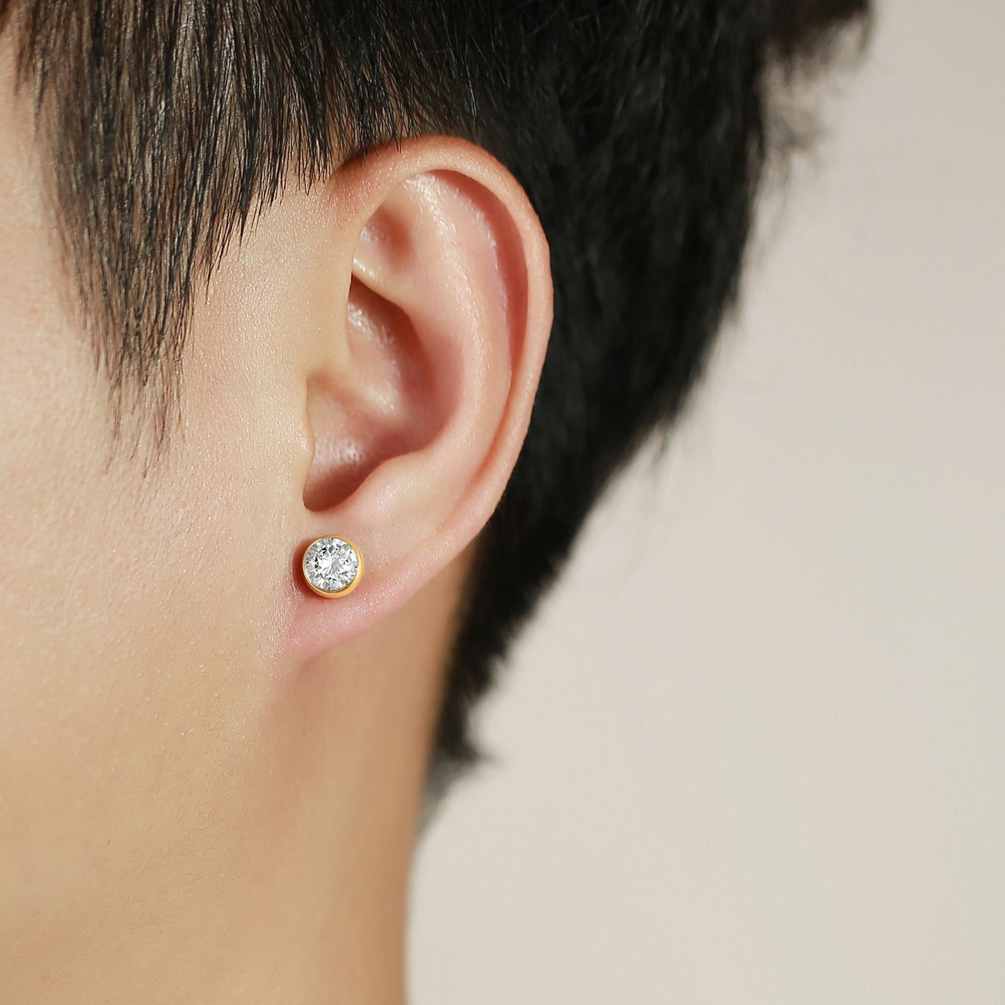 Men's Stainless Steel White Zircon Black Small Ear Earrings