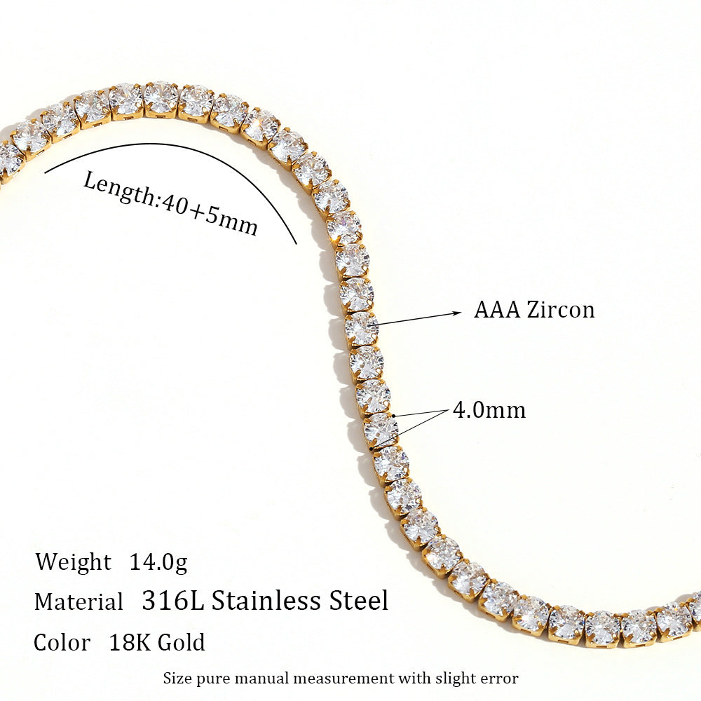 Women's Luxury Twin Clavicle Chain Jewelry Stainless Steel Gold-plated Full Necklaces