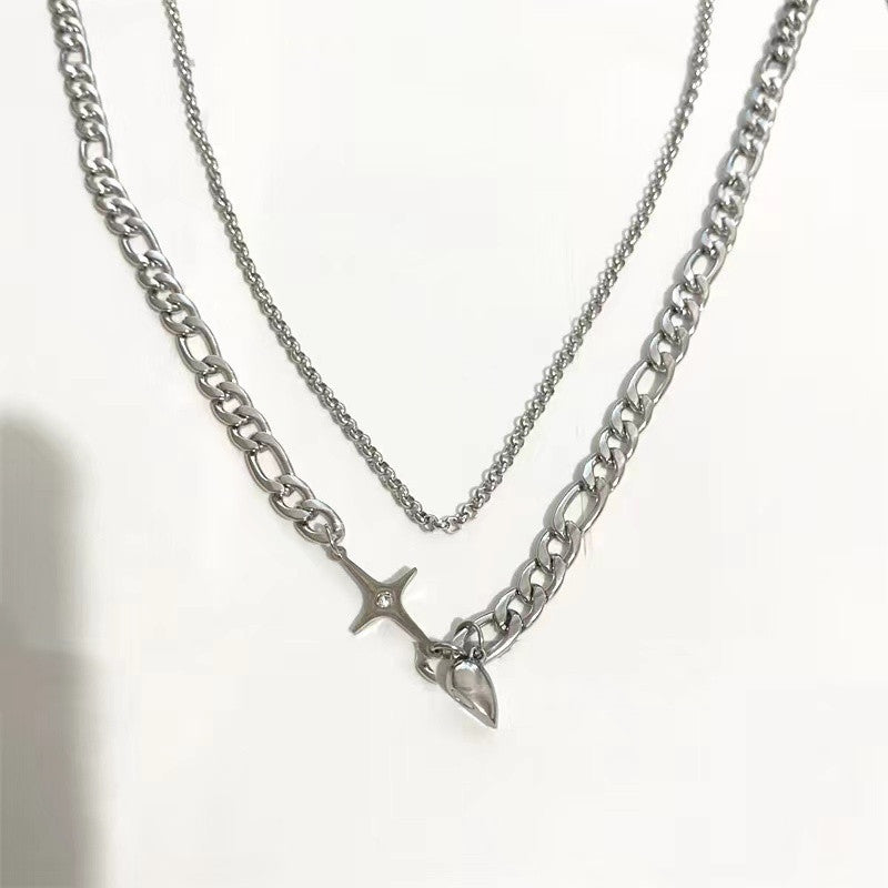 Men's Steel No Fading High Sense Hip Hop Cross Asterism Personality Bracelets