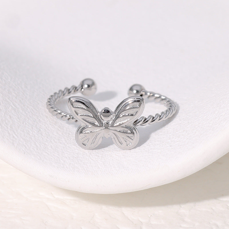 Butterfly Twisted Opening Niche Personality Graceful Cute Gold-plated Rings