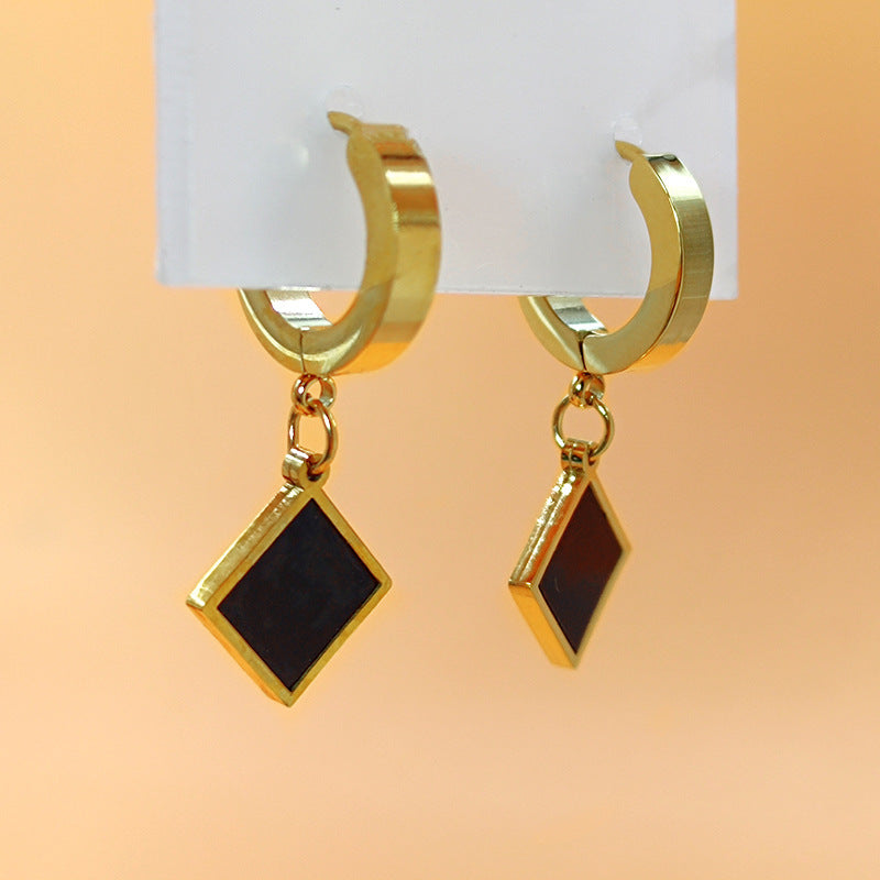Women's Fashion Rose Gold Titanium Steel No Earrings