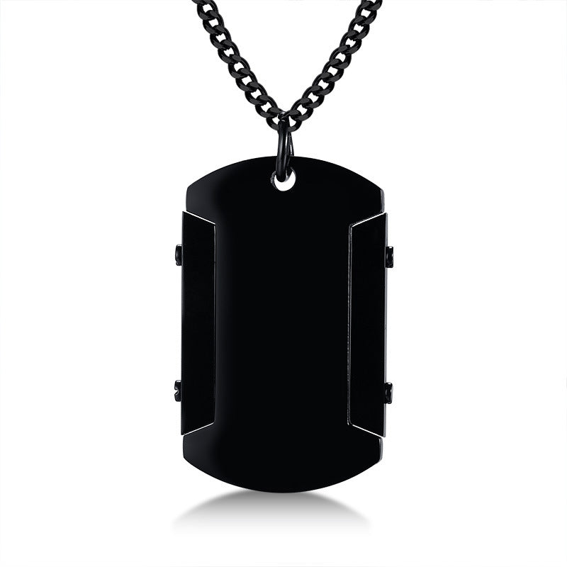 Men's Logo Stainless Steel Personalized Tag Square Pendants