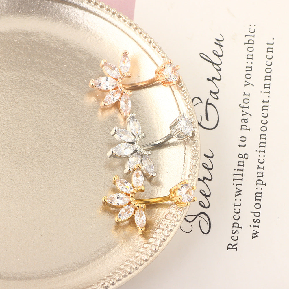 Double-headed Zircon Navel Human Body Puncture Double Zirconium Stud Earrings