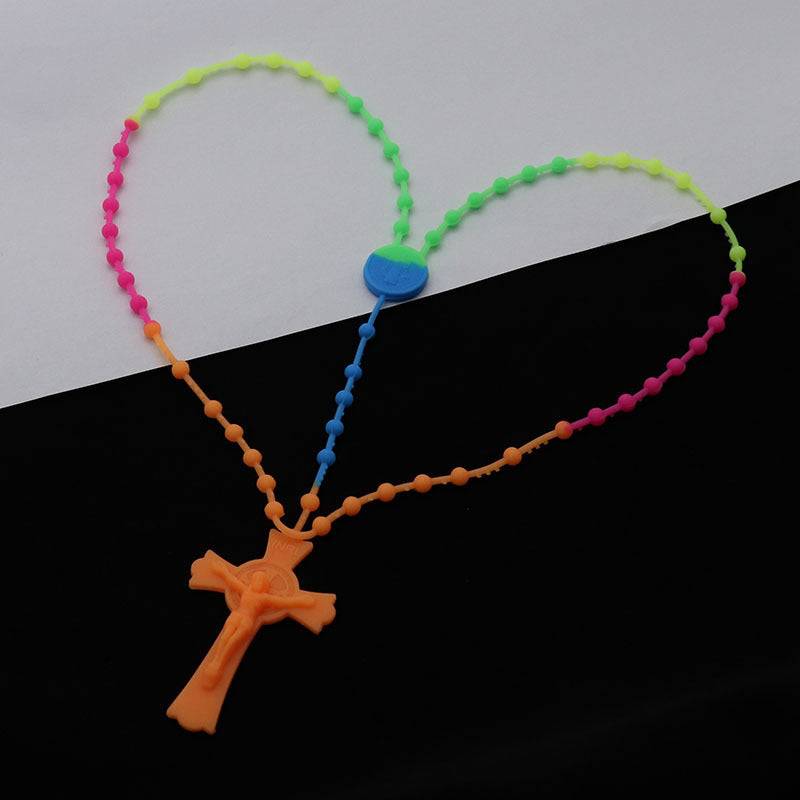 Flexible Glue Color Luminous Fluorescence Rosary Necklaces