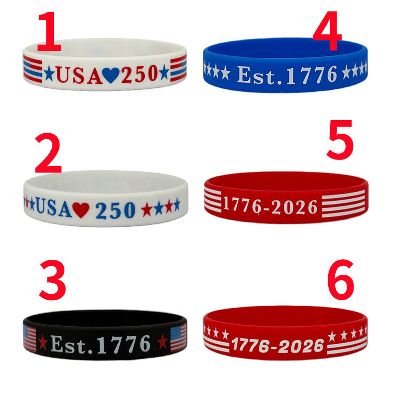 Day Silicone Patriotic Week Festival Commemorative Wrist Strap Colorful Bracelet