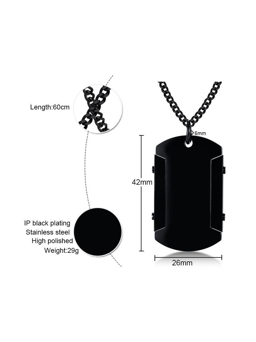 Men's Logo Stainless Steel Personalized Tag Square Pendants