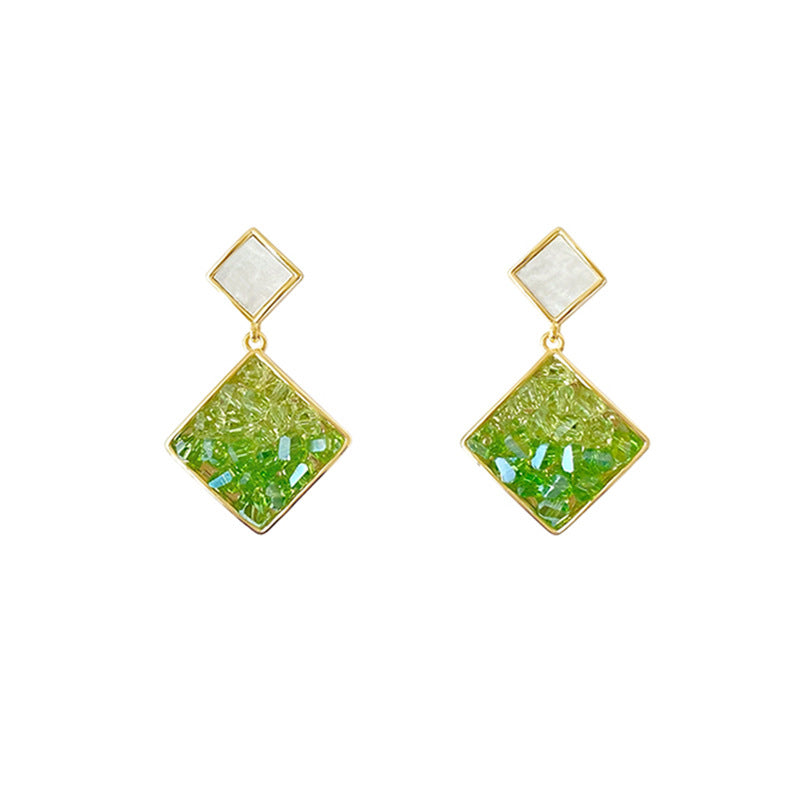Women's Sier Needle Niche Design High-grade Geometric Fresh Diamond Mori Stud Earrings