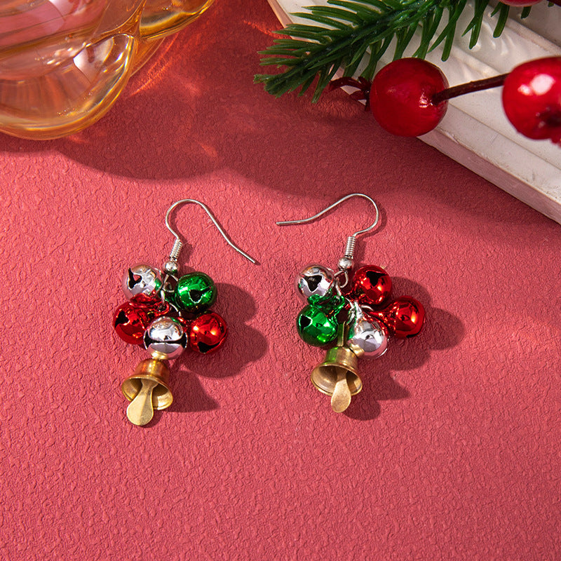 Handmade Exaggerated Big Christmas Tree Five-pointed Star Alloy Stitching Earrings