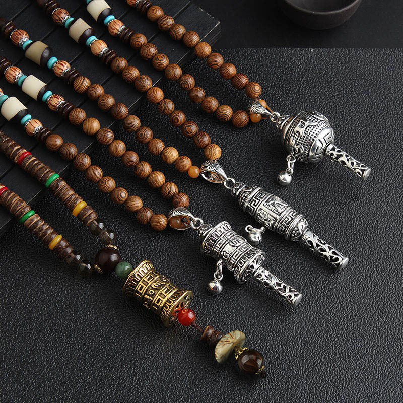 Women's Ethnic Sweater Chain Wooden Bead Long Necklaces
