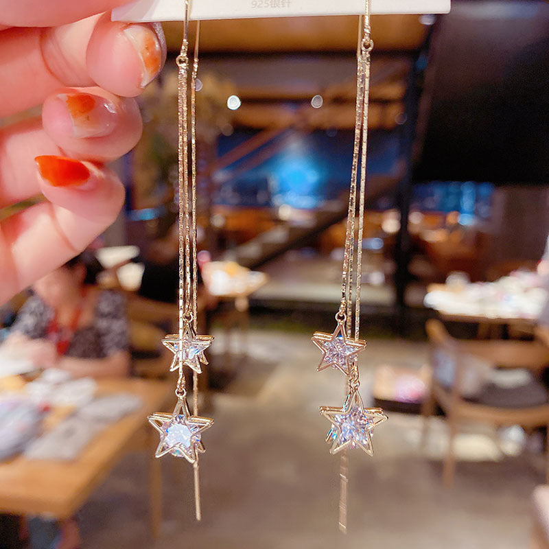 Women's Needle Elegant Long Tassel Thin Effect Earrings