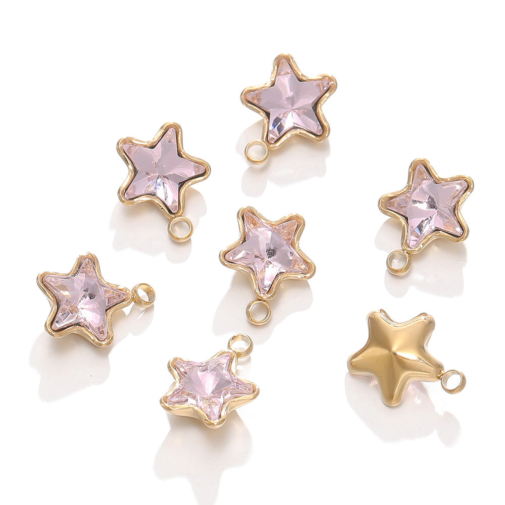 Color Five-pointed Star Retaining Diamond Handmade Pendants