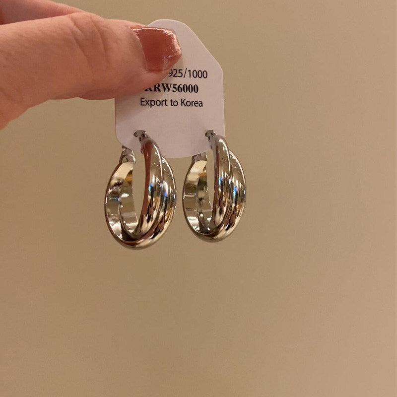 Metal Cross Double Female High Sense Light Earrings