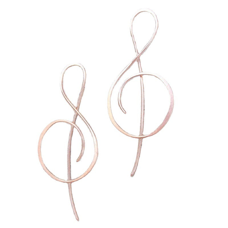 Charming Women's Rose Gold Note Holiday Earrings